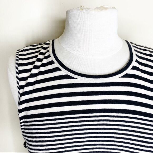 Joie Black White Striped Sleeveless Tank Top XL - Picture 5 of 9